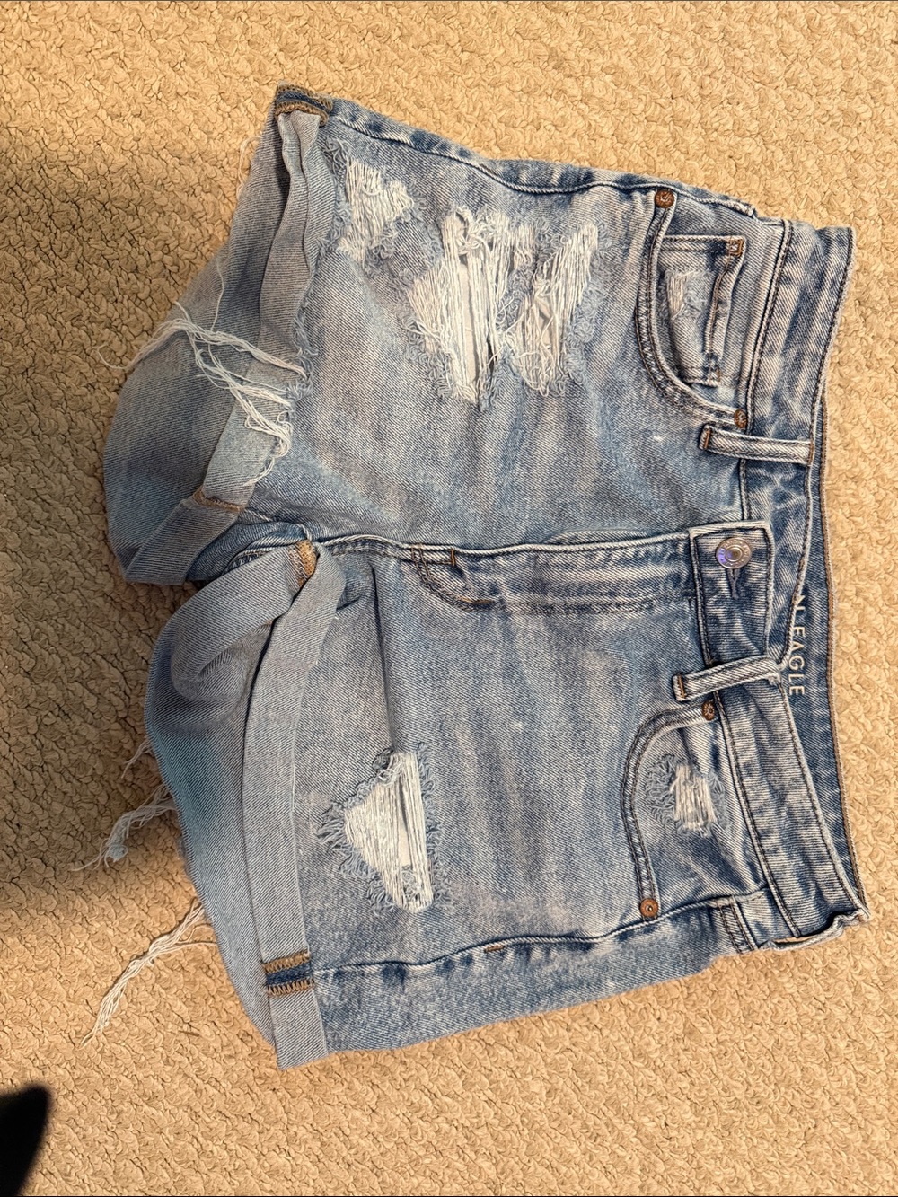 Distressed Light Blue Denim Jean Shorts